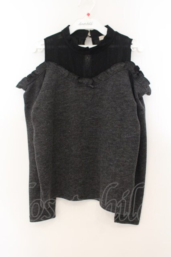 画像1: axes femme POETIQUE / インナー重ね肩開きカットプルオーバー M グレー O-26-01-24-082-AX-TO-OW-OS (1)