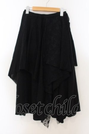 画像: h.NAOTO / 異素材ランダムスカート  ブラック O-26-01-24-010-HN-SK-IG-OS