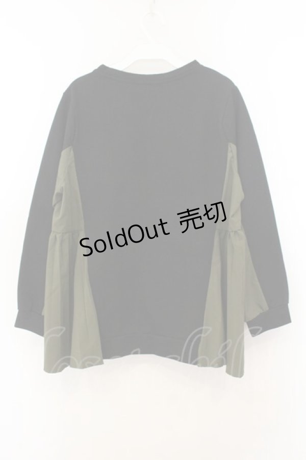 画像2: axes femme / ポケット使いバイカラーTシャツ  クロ×グリーン O-26-01-24-084-AX-TO-OW-ZT003 (2)