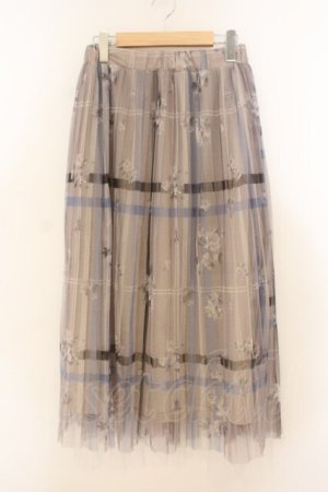 画像: axes femme / プリントプリーツチュールスカート F ベージュ O-26-01-24-088-AX-SK-OW-ZT014