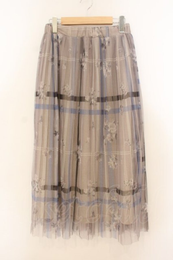 画像1: axes femme / プリントプリーツチュールスカート F ベージュ O-26-01-24-088-AX-SK-OW-ZT0126D (1)