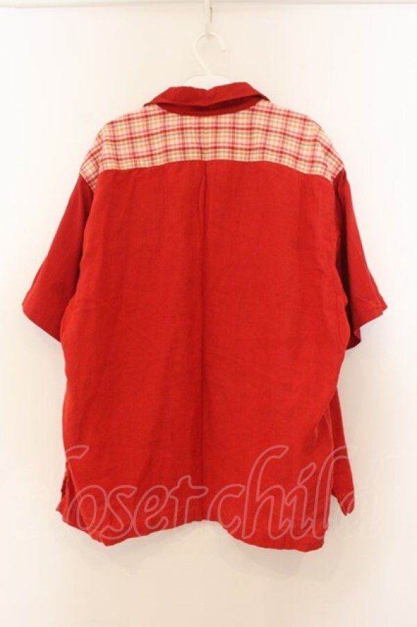 画像2: Karl Helmut / ロゴパッチ開襟シャツ L アカ O-26-01-24-096-EL-BL-YM-OS (2)