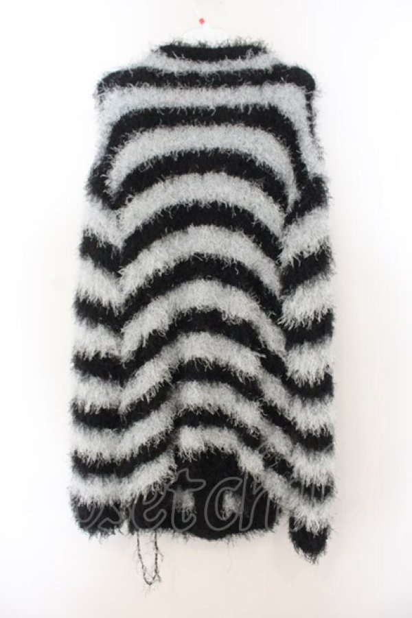 画像3: NOEMIE / もしゃもしゃ囚人ユニセックスカーディガン  クロ×サックス O-26-01-24-013-LO-TO-IG-OS (3)