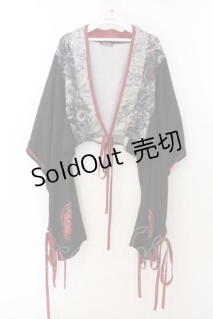 画像: Qutie Frash / 着物ショートカーデ  ブラック×レッド O-26-01-24-015-QU-TO-IG-OS