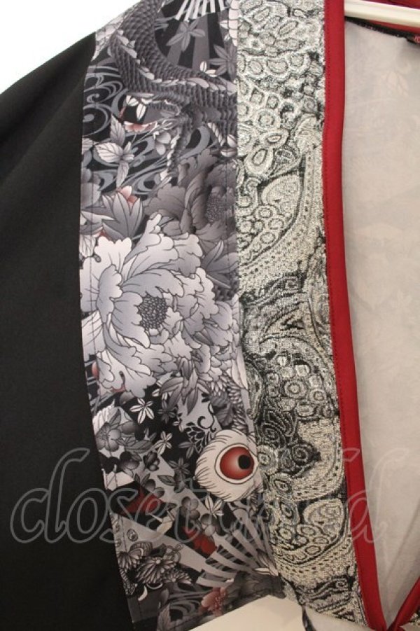 画像2: Qutie Frash / 着物ショートカーデ  ブラック×レッド O-26-01-24-015-QU-TO-IG-OS (2)