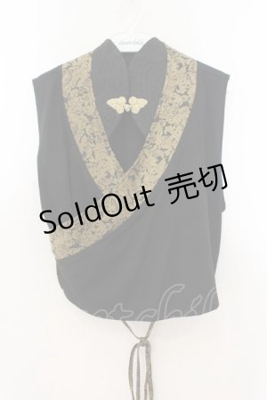 画像: Qutie Frash / 着物カシュクールインナー  ブラック×ゴールド O-26-01-24-020-QU-TO-OW-OS