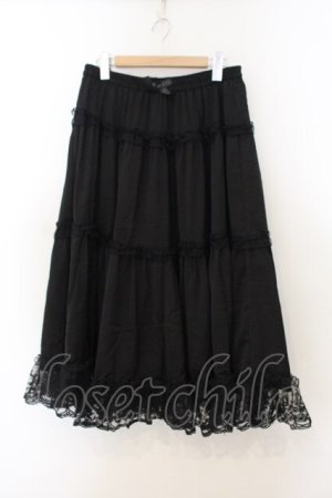 画像: m petit by misako / サテンキリカエペチスカート LL クロ O-26-01-24-023-LO-SK-IG-ZT0126D