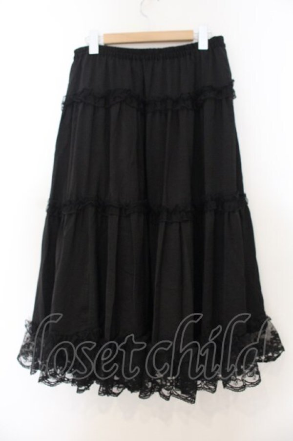 画像3: m petit by misako / サテンキリカエペチスカート LL クロ O-26-01-24-023-LO-SK-IG-OS (3)