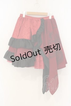 画像: Qutie Frash / アシメパニエスカート  レッド O-26-01-26-025-QU-SK-OW-OS