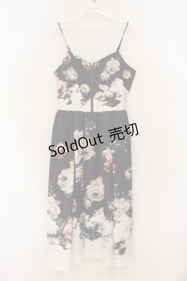 画像1: axes femme NOSTALGIE / アンティークブーケ柄ワンピース F クロ O-26-01-26-032-AX-OP-OW-OS (1)