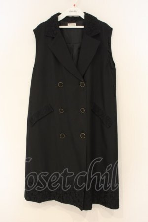 画像: axes femme / レース使トレンチ風ロングジレ M クロ O-26-01-26-034-AX-TO-OW-ZT0130R