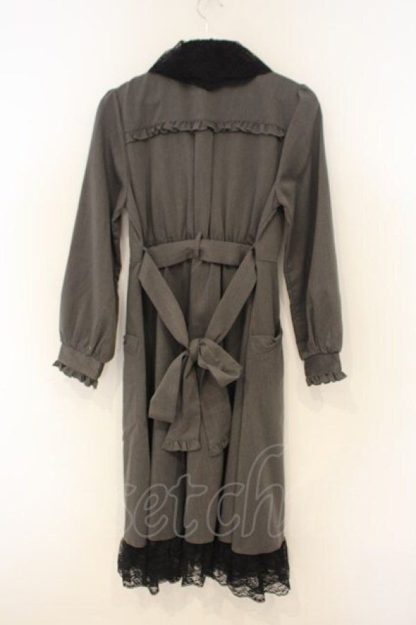 画像2: axes femme / レース襟付トレンチコート F グレー O-26-01-26-035-AX-CO-OW-OS (2)