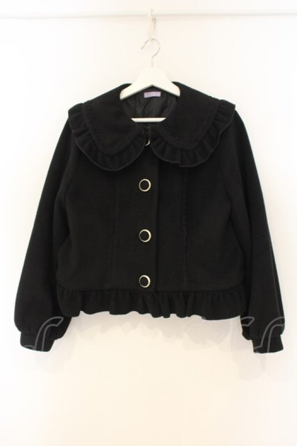 画像1: axes femme kawaii / バックフリルショートコート M クロ O-26-01-26-037-AX-CO-OW-OS (1)