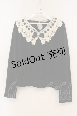 画像: axes femme POETIQUE / ビジュー釦付レース襟プルオーバー M クロ O-26-01-26-039-AX-TO-OW-OS