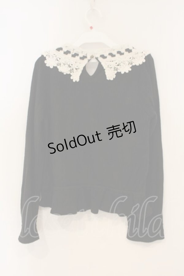 画像2: axes femme POETIQUE / ビジュー釦付レース襟プルオーバー M クロ O-26-01-26-039-AX-TO-OW-OS (2)