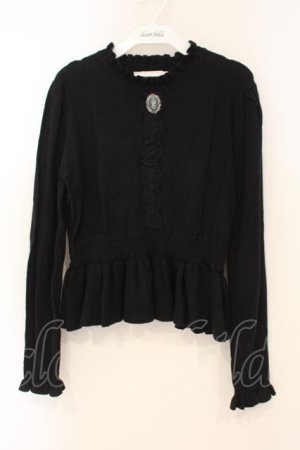 画像: axes femme / カメオ付ペプラムニット F クロ O-26-01-26-040-AX-TO-OW-ZT0209L