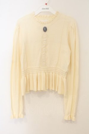 画像: axes femme / カメオ付ペプラムニット F キナリ O-26-01-26-041-AX-TO-OW-ZT0209L