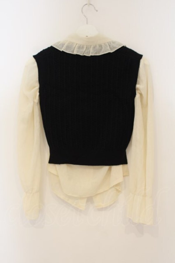 画像2: axes femme POETIQUE / ニットベスト付きブラウス M キナリ×クロ O-26-01-26-044-AX-TO-OW-OS (2)
