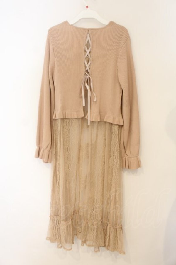 画像2: axes femme / レース重ねロングカーディガン M ピンク O-26-01-26-049-AX-TO-OW-ZT0127G (2)