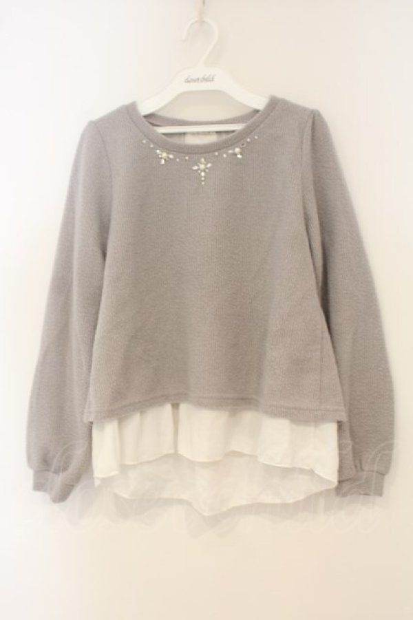 画像1: axes femme / レイヤード風ニット F グレー O-26-01-26-053-AX-TO-OW-OS (1)