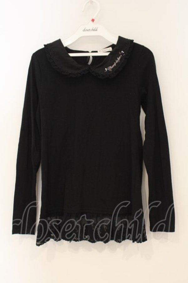 画像1: axes femme / 襟付き裾レースインナープルオーバー M クロ O-26-01-26-054-AX-TO-OW-OS (1)