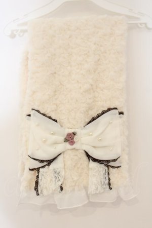 画像: axes femme / プチローズシフォンリボンマフラー  アイボリー O-26-01-26-059-AX-ZA-OW-OS