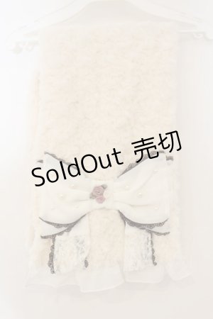 画像: axes femme / プチローズシフォンリボンマフラー  アイボリー O-26-01-26-059-AX-ZA-OW-OS