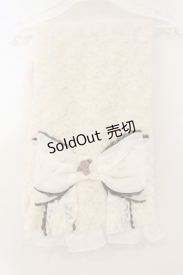 画像1: axes femme / プチローズシフォンリボンマフラー  アイボリー O-26-01-26-059-AX-ZA-OW-OS (1)