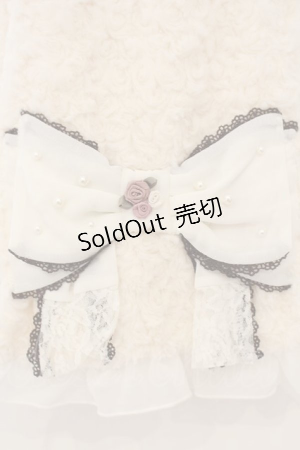 画像2: axes femme / プチローズシフォンリボンマフラー  アイボリー O-26-01-26-059-AX-ZA-OW-OS (2)