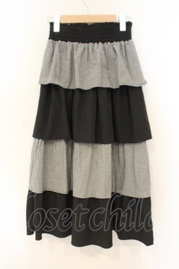 画像2: majoretty / ギンガムティアードスカート M クロ×シロ O-26-01-26-060-LO-SK-IG-OS (2)