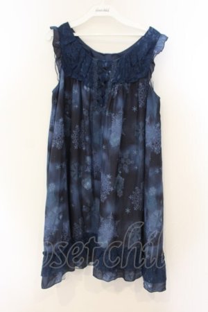 画像: axes femme / 雪の結晶柄Aラインチュニック M ブルー O-26-01-26-072-AX-OP-IG-OS