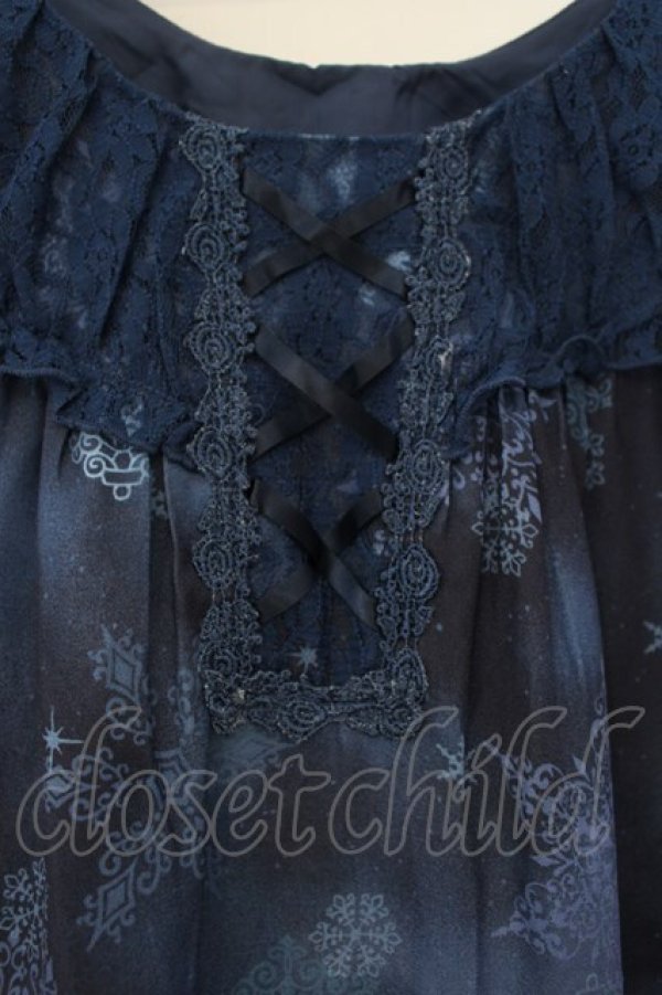 画像2: axes femme / 雪の結晶柄Aラインチュニック M ブルー O-26-01-26-072-AX-OP-IG-OS (2)