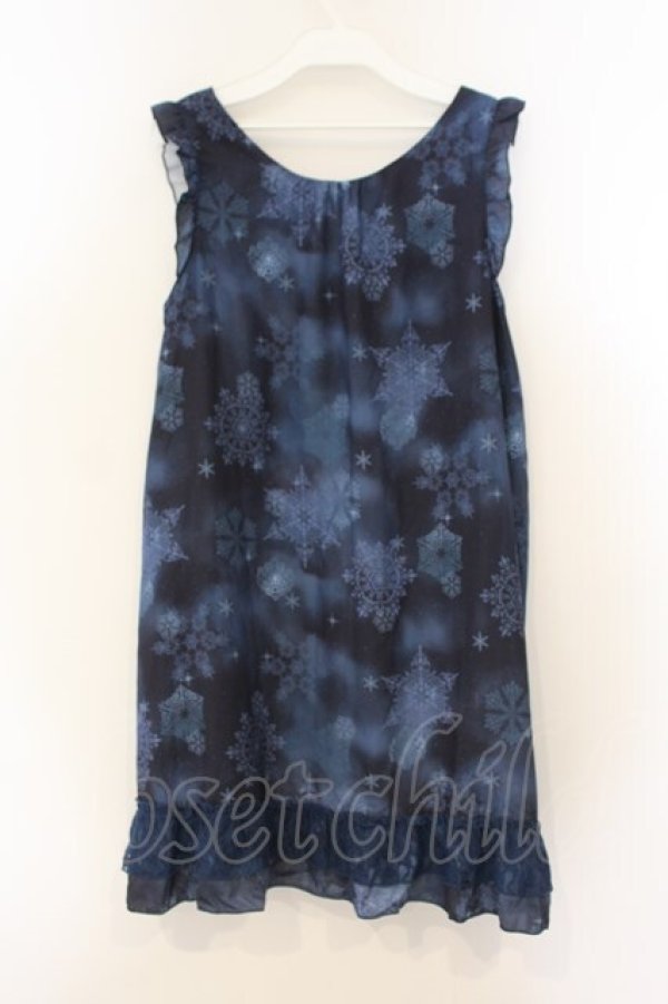 画像3: axes femme / 雪の結晶柄Aラインチュニック M ブルー O-26-01-26-072-AX-OP-IG-OS (3)