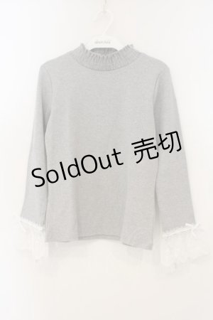 画像: axes femme / チュールレース袖カットプルオーバー M グレー O-26-01-26-077-AX-TO-IG-ZT601