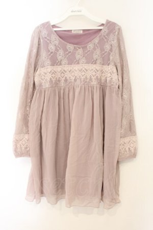 画像: axes femme / レース重ねカットチュニック M パープル O-26-01-26-078-AX-TO-IG-OS