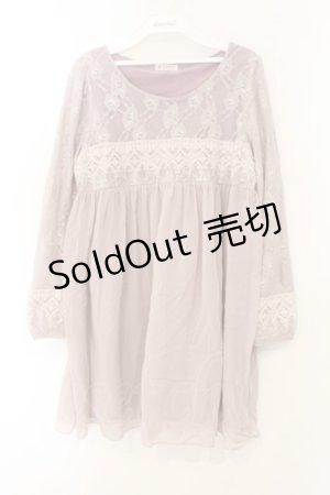 画像: axes femme / レース重ねカットチュニック M パープル O-26-01-26-078-AX-TO-IG-ZT0130R