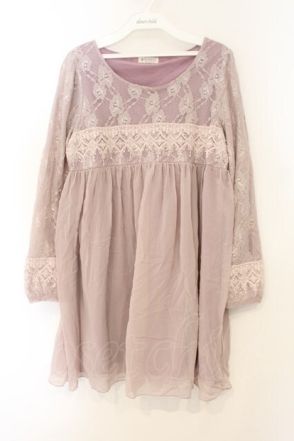 画像1: axes femme / レース重ねカットチュニック M パープル O-26-01-26-078-AX-TO-IG-OS (1)