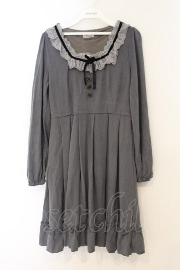 画像1: axes femme / ベロアリボンニットワンピース M グレー O-26-01-26-079-AX-OP-IG-OS (1)