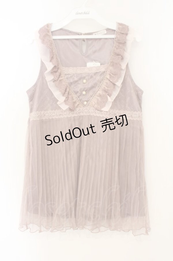 画像1: axes femme / チュールフリルアウタータンク M ピンク O-26-01-26-080-AX-TO-IG-OS (1)