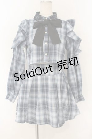 画像: majoretty / チェック柄セットアップ M ブルー×クロ O-26-01-26-022-LO-OP-IG-OS