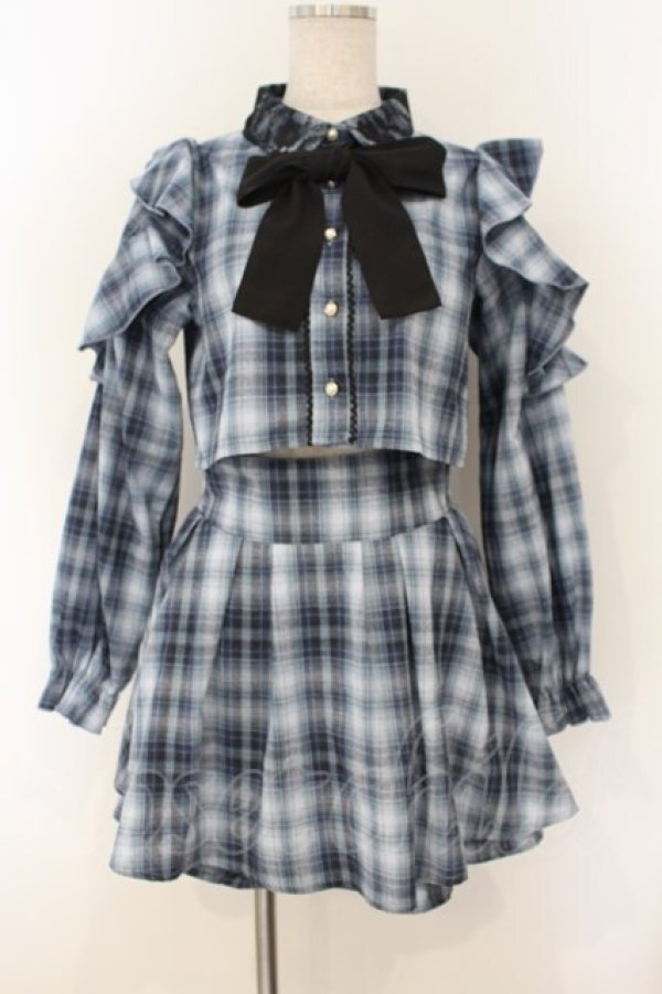 画像1: majoretty / チェック柄セットアップ M ブルー×クロ O-26-01-26-022-LO-OP-IG-OS (1)