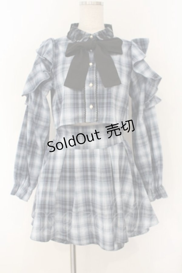 画像1: majoretty / チェック柄セットアップ M ブルー×クロ O-26-01-26-022-LO-OP-IG-OS (1)
