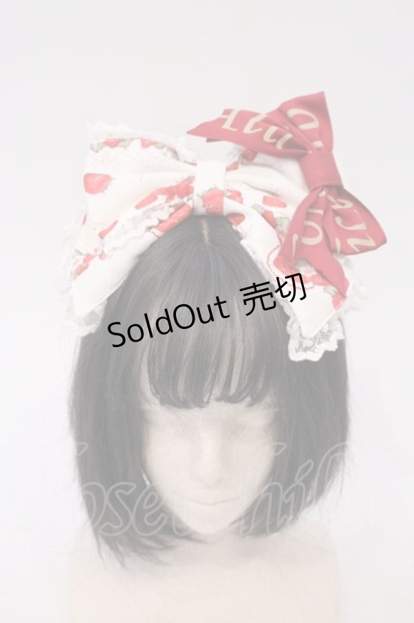 画像1: To Alice / trawberryRabbitプリントリボンカチューシャ  オフシロ O-26-01-27-001-LO-AC-IG-OS (1)