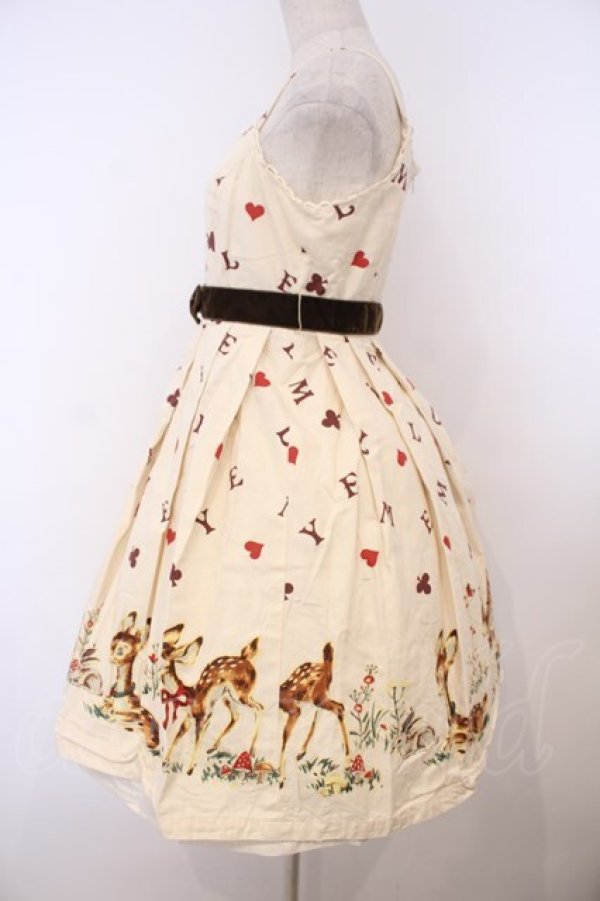 画像3: Emily Temple cute / バンビプリントリボンベルトノースリーブワンピース  アイボリー O-26-01-27-041-ET-OP-OW-OS (3)