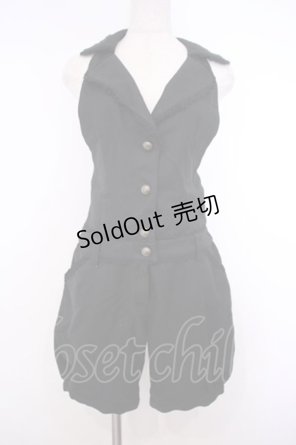 画像1: ALICE and the PIRATES / チェルシーショートサロペット  クロ O-26-01-27-043-PA-OP-OW-OS (1)