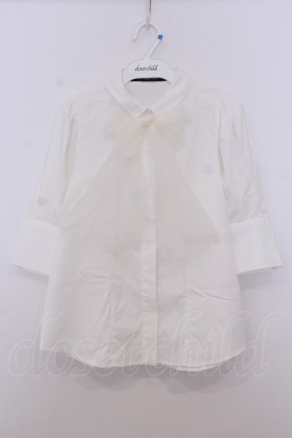 画像1: an another angelus / チュールリボンタイ5分袖シャツ【洗える】  シロ O-26-01-27-051-CA-BL-IG-OS (1)