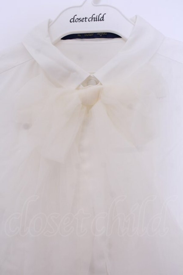 画像2: an another angelus / チュールリボンタイ5分袖シャツ【洗える】  シロ O-26-01-27-051-CA-BL-IG-OS (2)