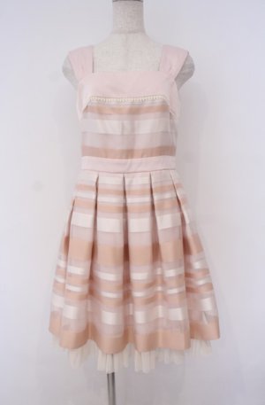 画像: abilletage / マルチボーダージャンパースカート  ピンク O-26-01-27-1003-GO-OP-IG-OS