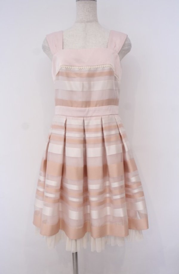 画像1: abilletage / マルチボーダージャンパースカート  ピンク O-26-01-27-1003-GO-OP-IG-OS (1)