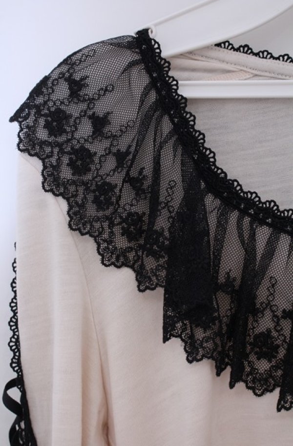 画像2: abilletage / レジェールカットソー  クリームブラック O-26-01-27-1001-GO-TO-OW-OS (2)